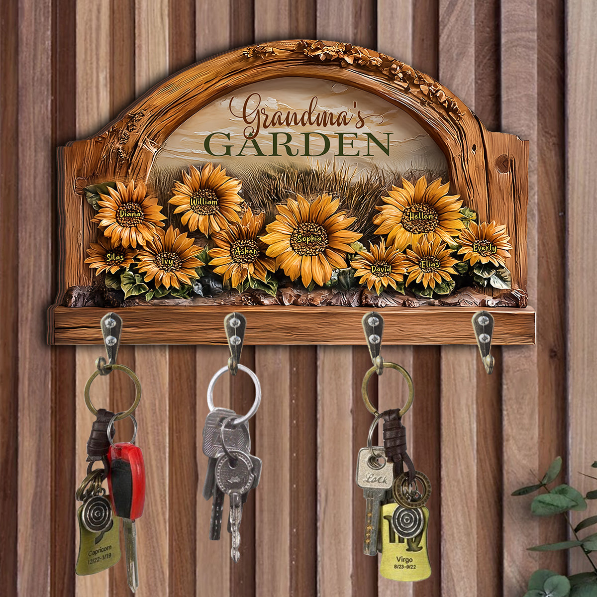 Jardin de grand-mère/maman - Porte-clés personnalisé en forme de grand-mère