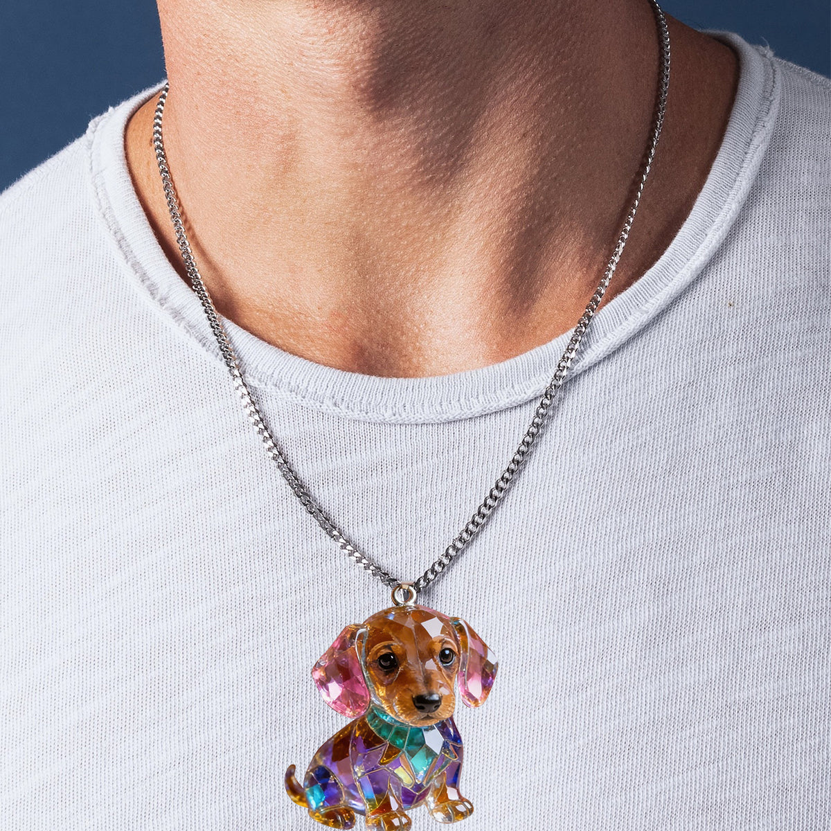 Photo Personnalisée - Collier Pendentif Acrylique en Forme de Chien