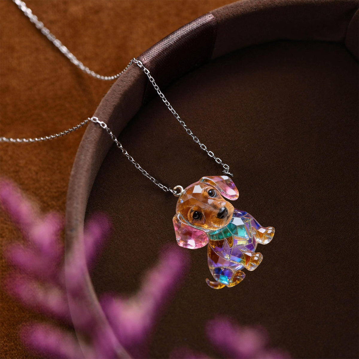 Photo Personnalisée - Collier Pendentif Acrylique en Forme de Chien