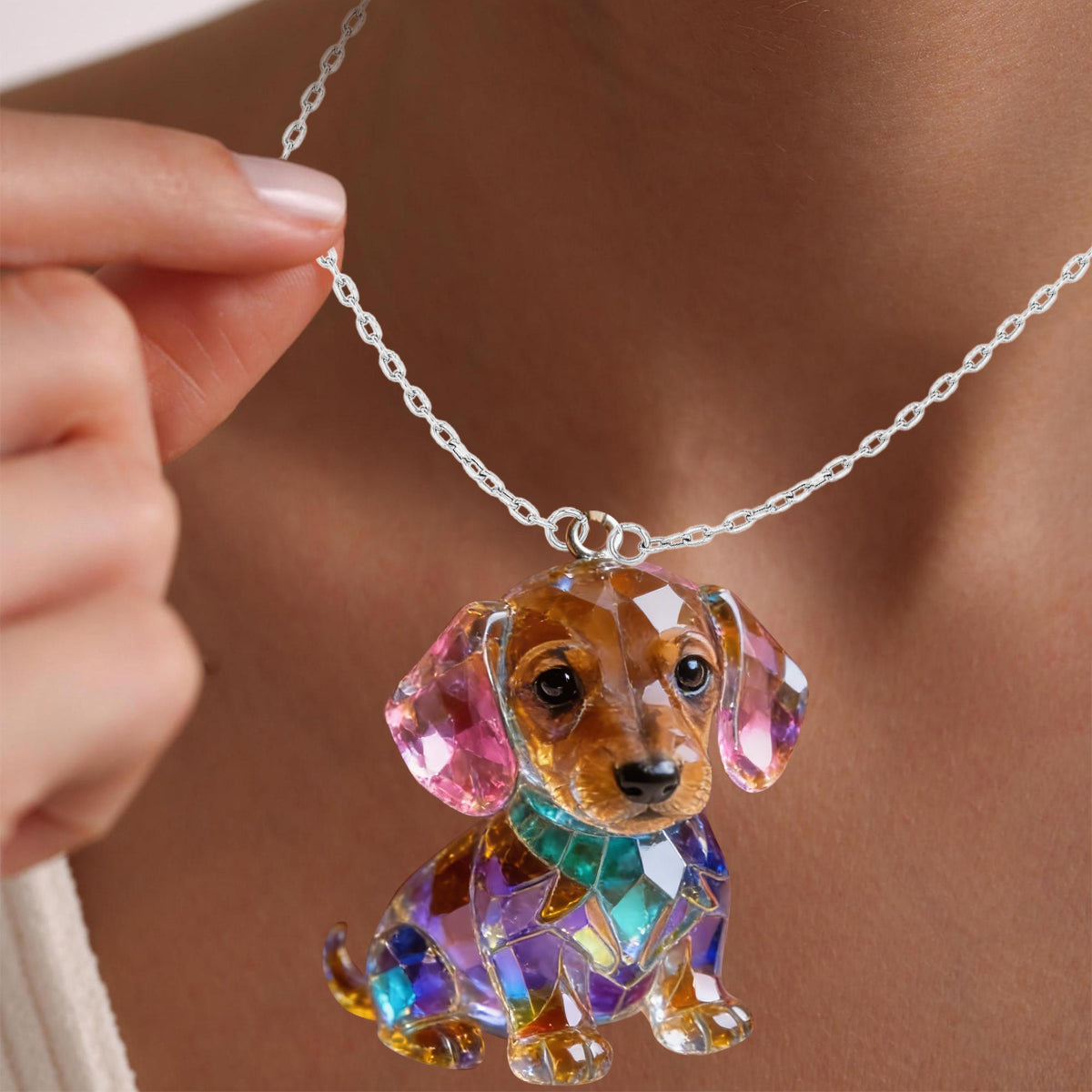 Photo Personnalisée - Collier Pendentif Acrylique en Forme de Chien