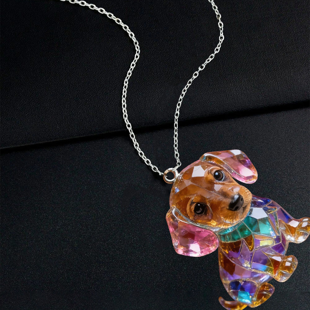 Photo Personnalisée - Collier Pendentif Acrylique en Forme de Chien