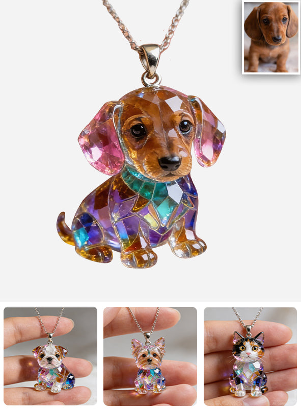 Photo Personnalisée - Collier Pendentif Acrylique en Forme de Chien