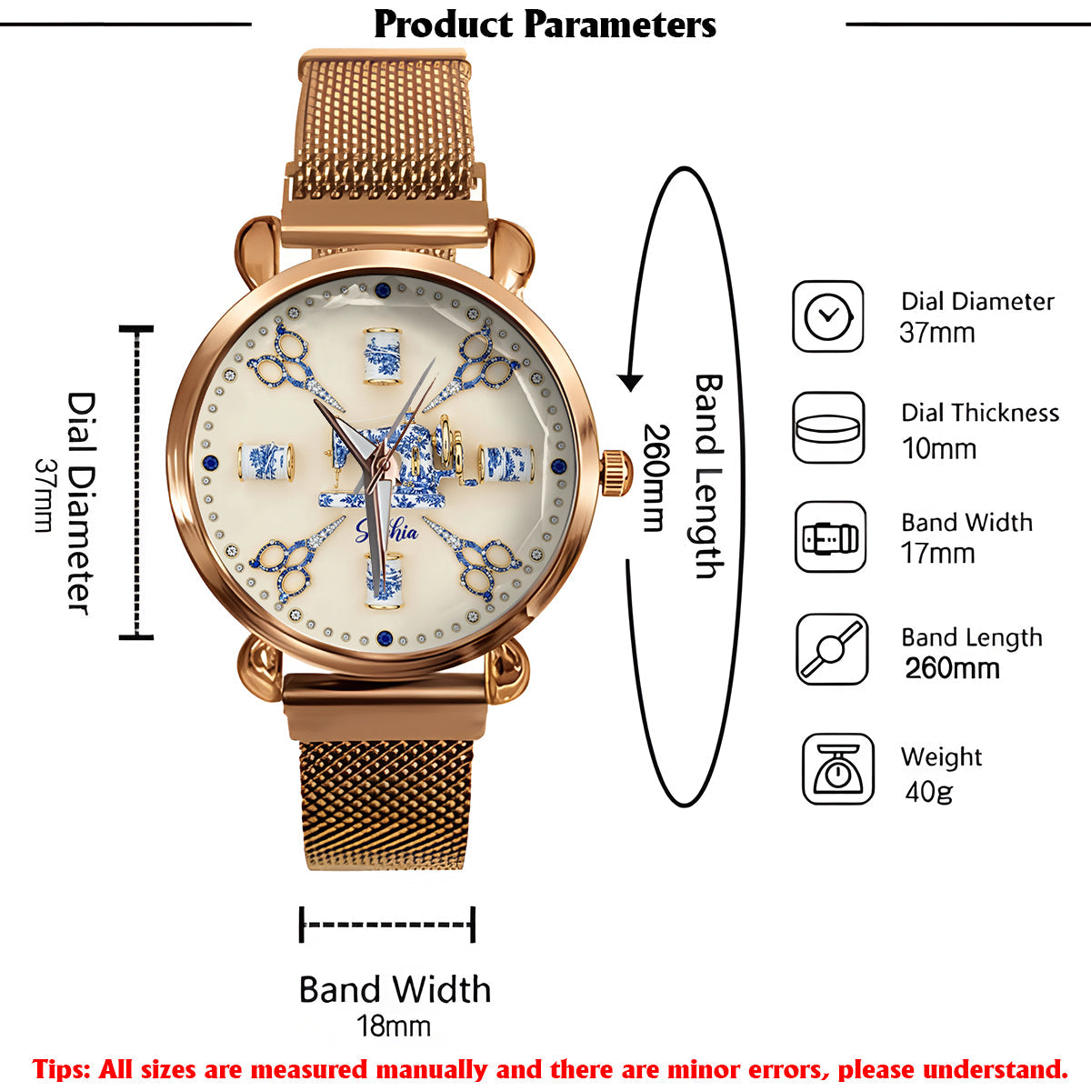 Couture Toile de Jouy - Montre-bracelet personnalisée pour femme