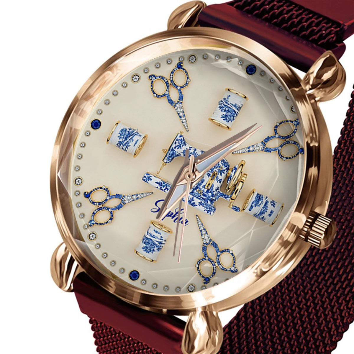 Couture Toile de Jouy - Montre-bracelet personnalisée pour femme