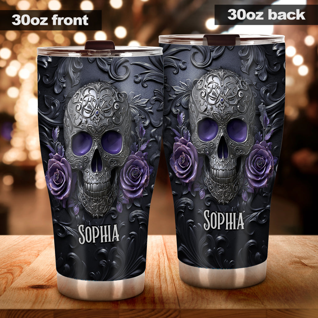 Skull And Roses - Personalized Skull Tumbler