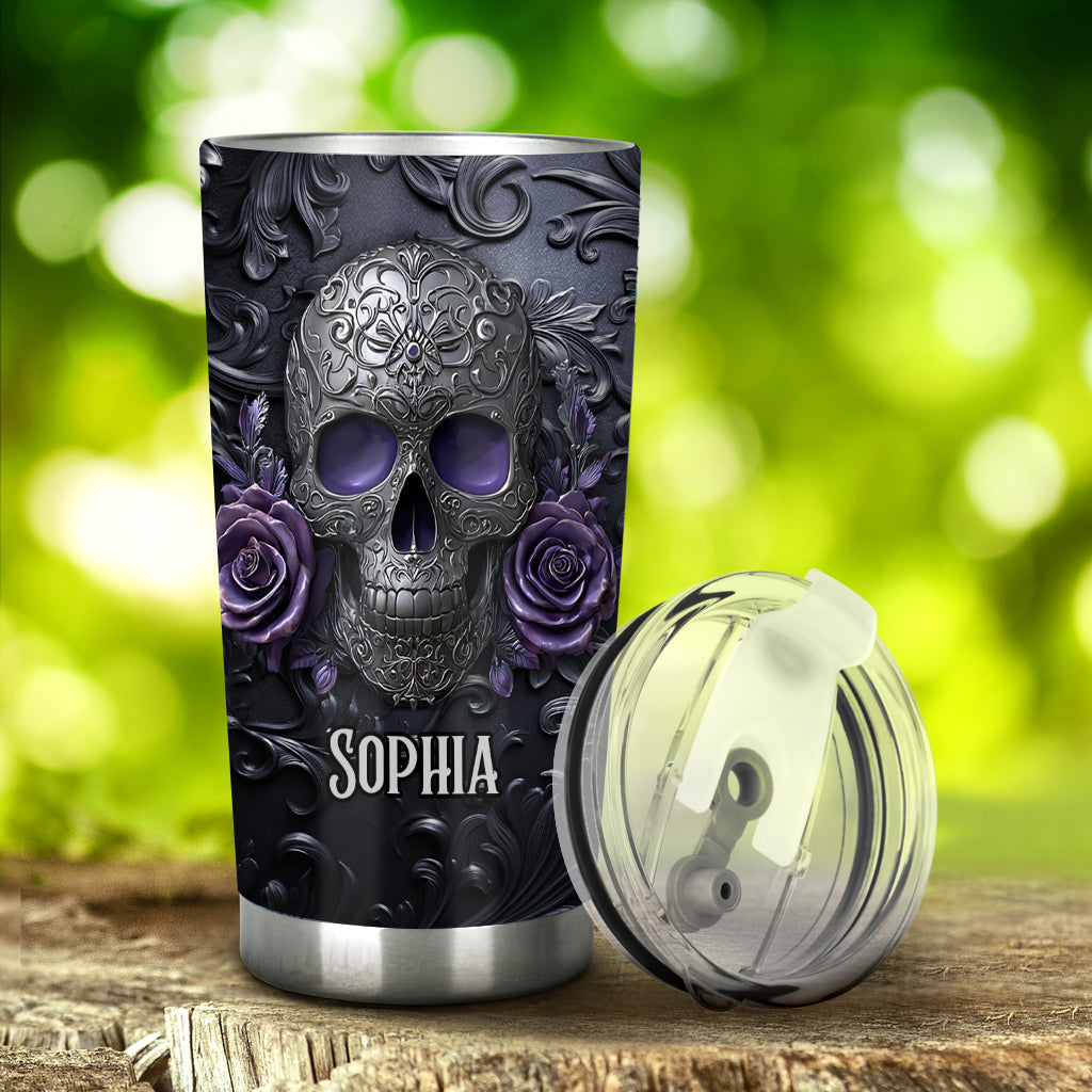 Skull And Roses - Personalized Skull Tumbler