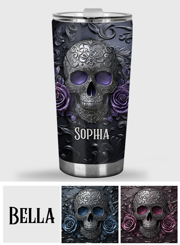 Skull And Roses - Personalized Skull Tumbler