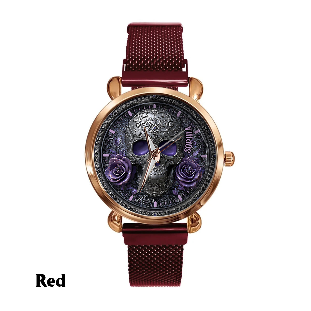 Montre-bracelet personnalisée pour femme Skull And Roses - Tête de mort 