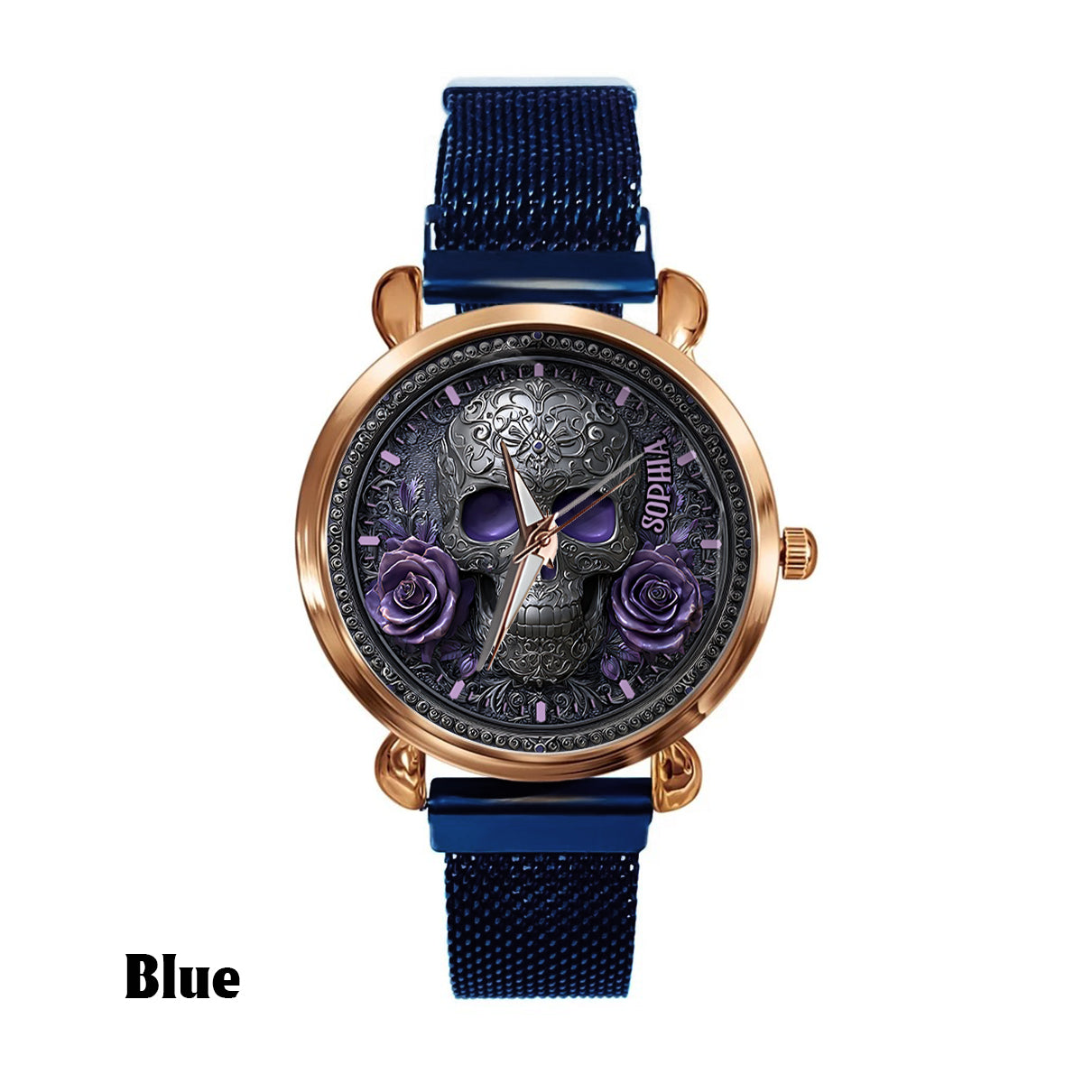Montre-bracelet personnalisée pour femme Skull And Roses - Tête de mort 