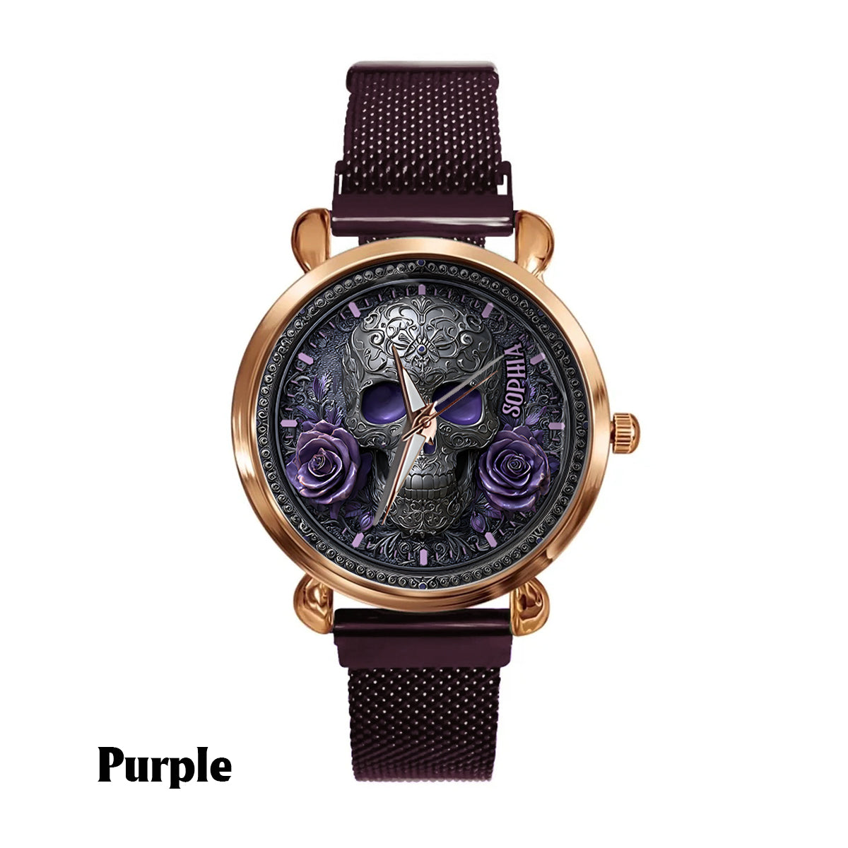 Montre-bracelet personnalisée pour femme Skull And Roses - Tête de mort 