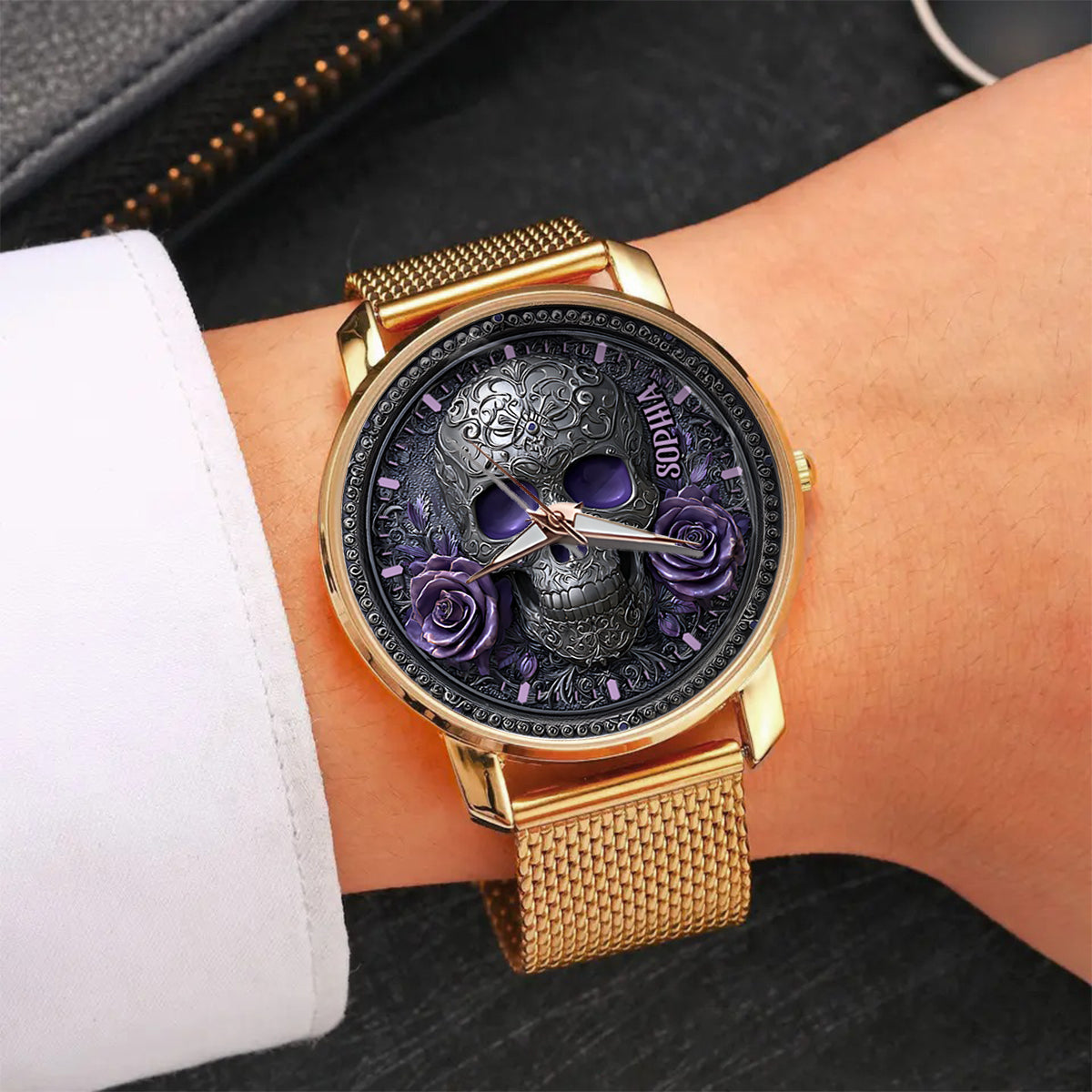 Montre-bracelet personnalisée pour femme Skull And Roses - Tête de mort 
