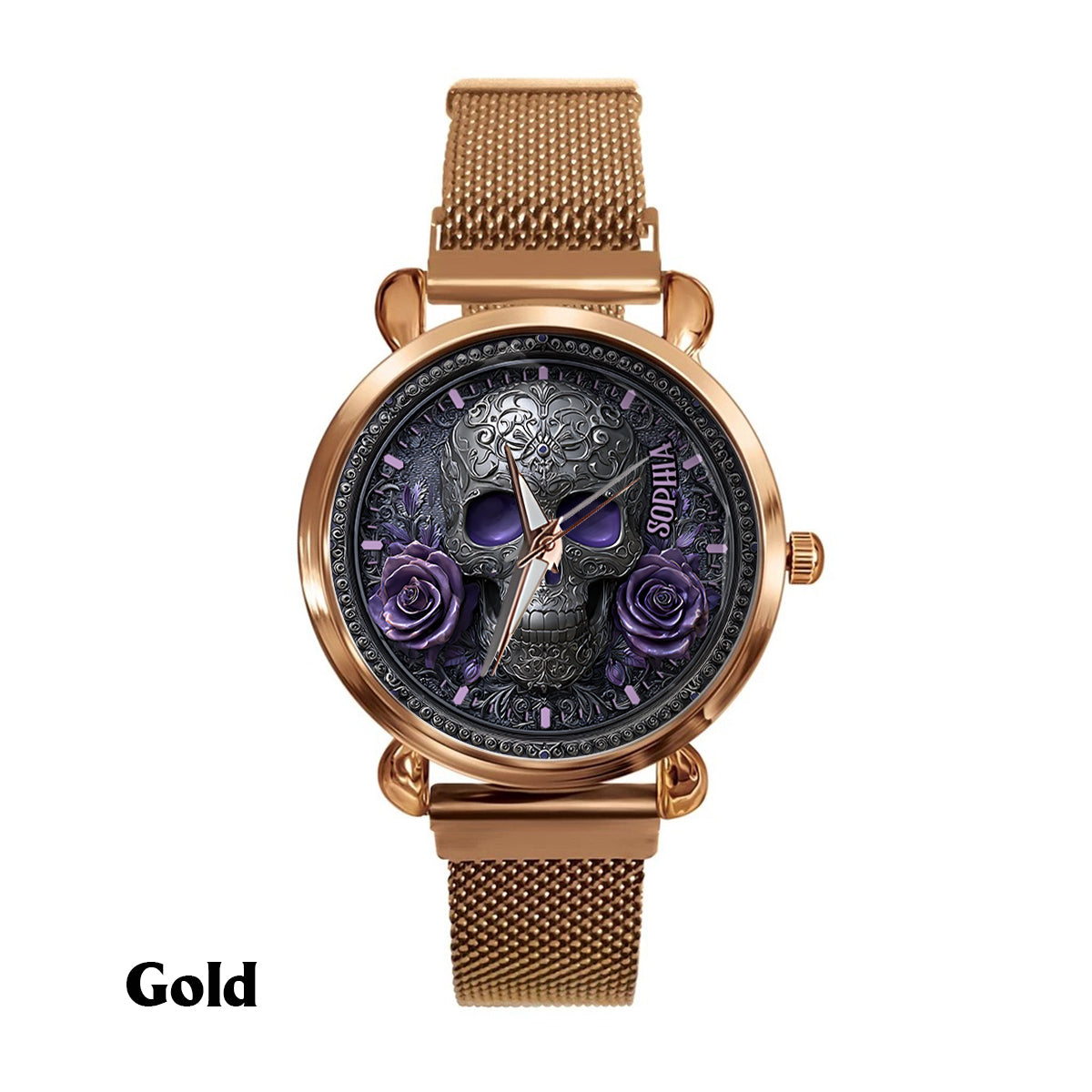 Montre-bracelet personnalisée pour femme Skull And Roses - Tête de mort 