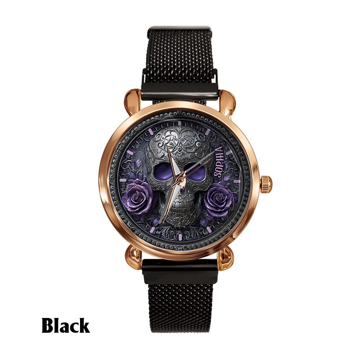Montre-bracelet personnalisée pour femme Skull And Roses - Tête de mort 