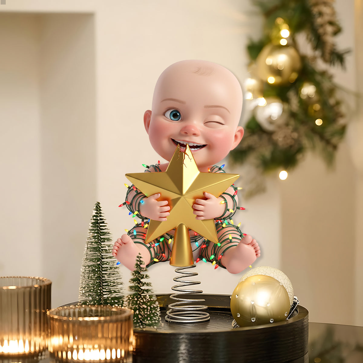 Naughty Kids - Décoration de sapin lumineuse LED personnalisée pour enfant