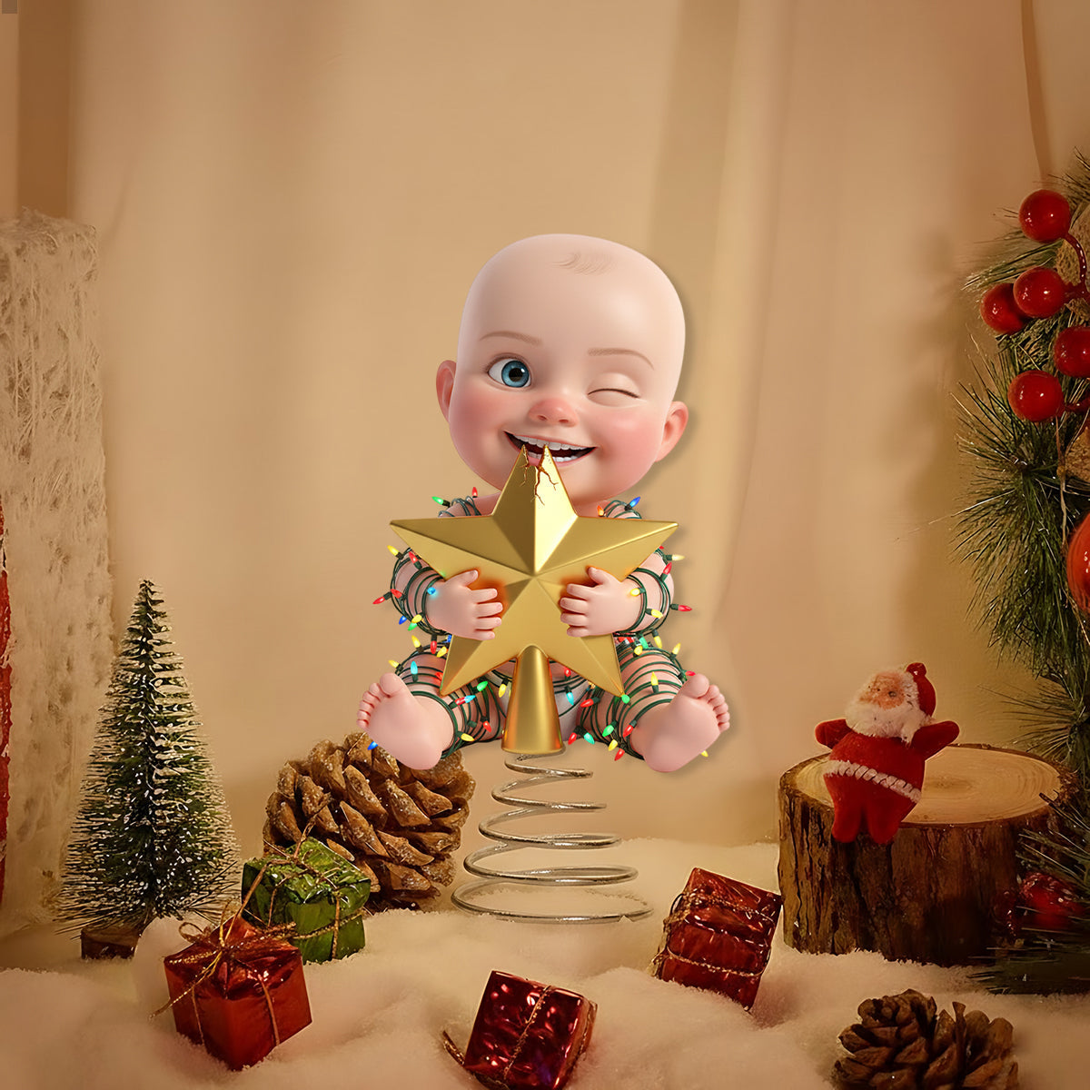 Naughty Kids - Décoration de sapin lumineuse LED personnalisée pour enfant