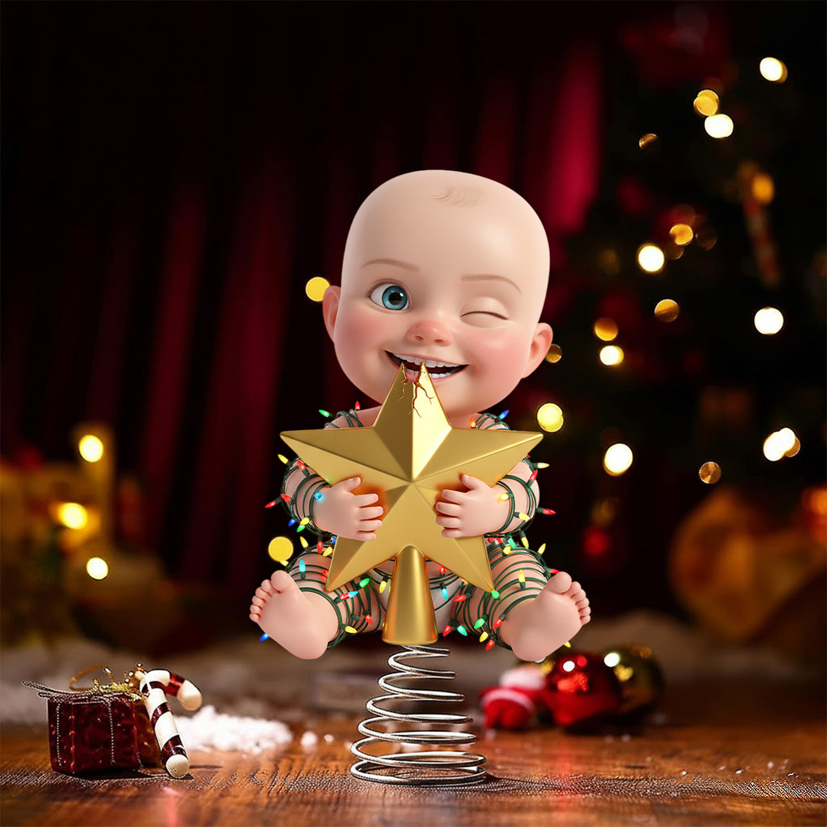 Naughty Kids - Décoration de sapin lumineuse LED personnalisée pour enfant