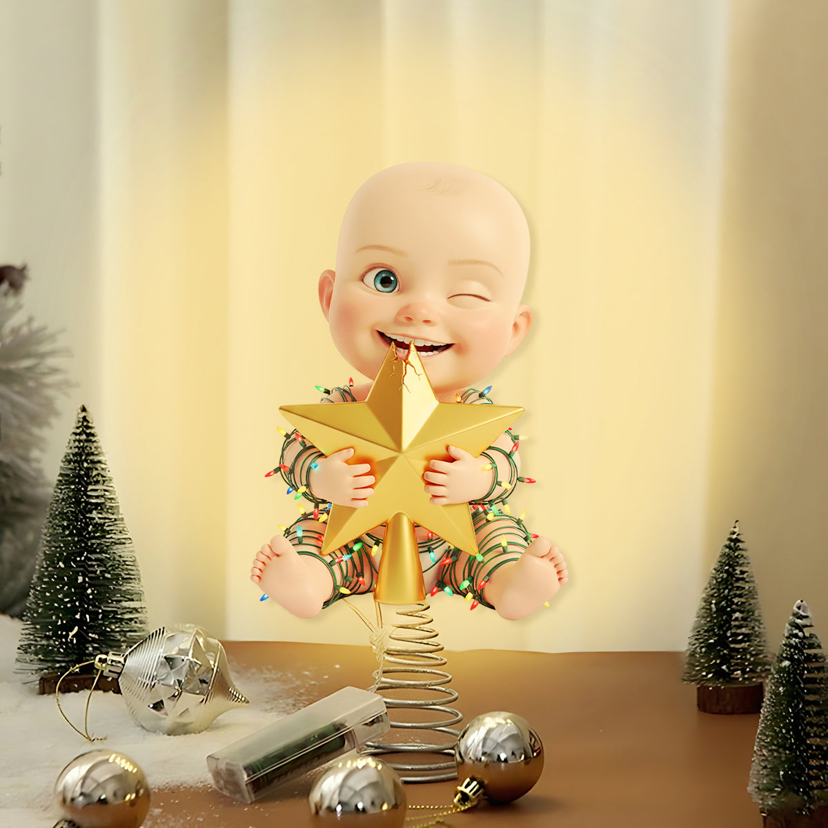 Naughty Kids - Décoration de sapin lumineuse LED personnalisée pour enfant