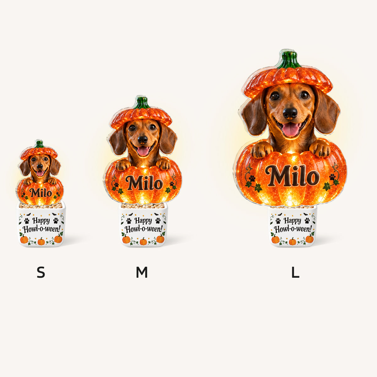 Décor d'Halloween pour Animaux - Pot en Céramique LED Personnalisé pour Chien