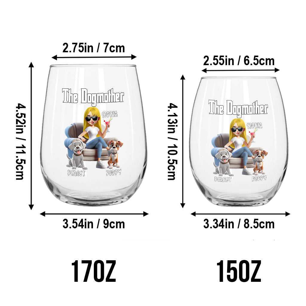 La Mère Chat / Le Père Chat / La Mère Chien / - Verre à vin personnalisé avec motif chien