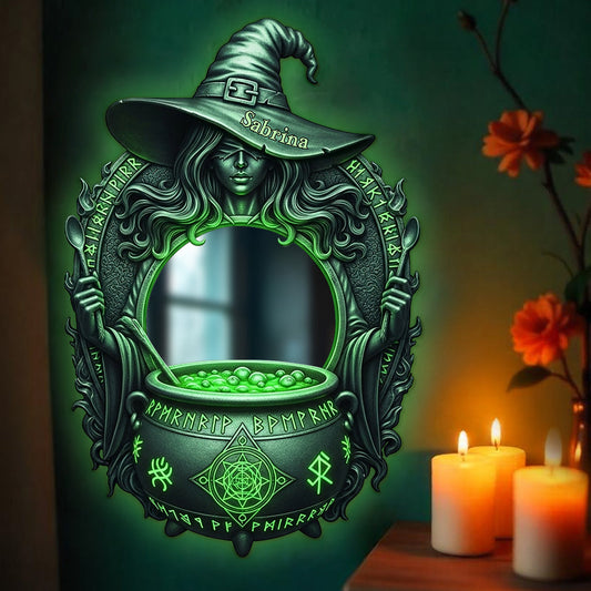 Mystical Witch Soup - Personalized Witch Wall Mirror With LED Light