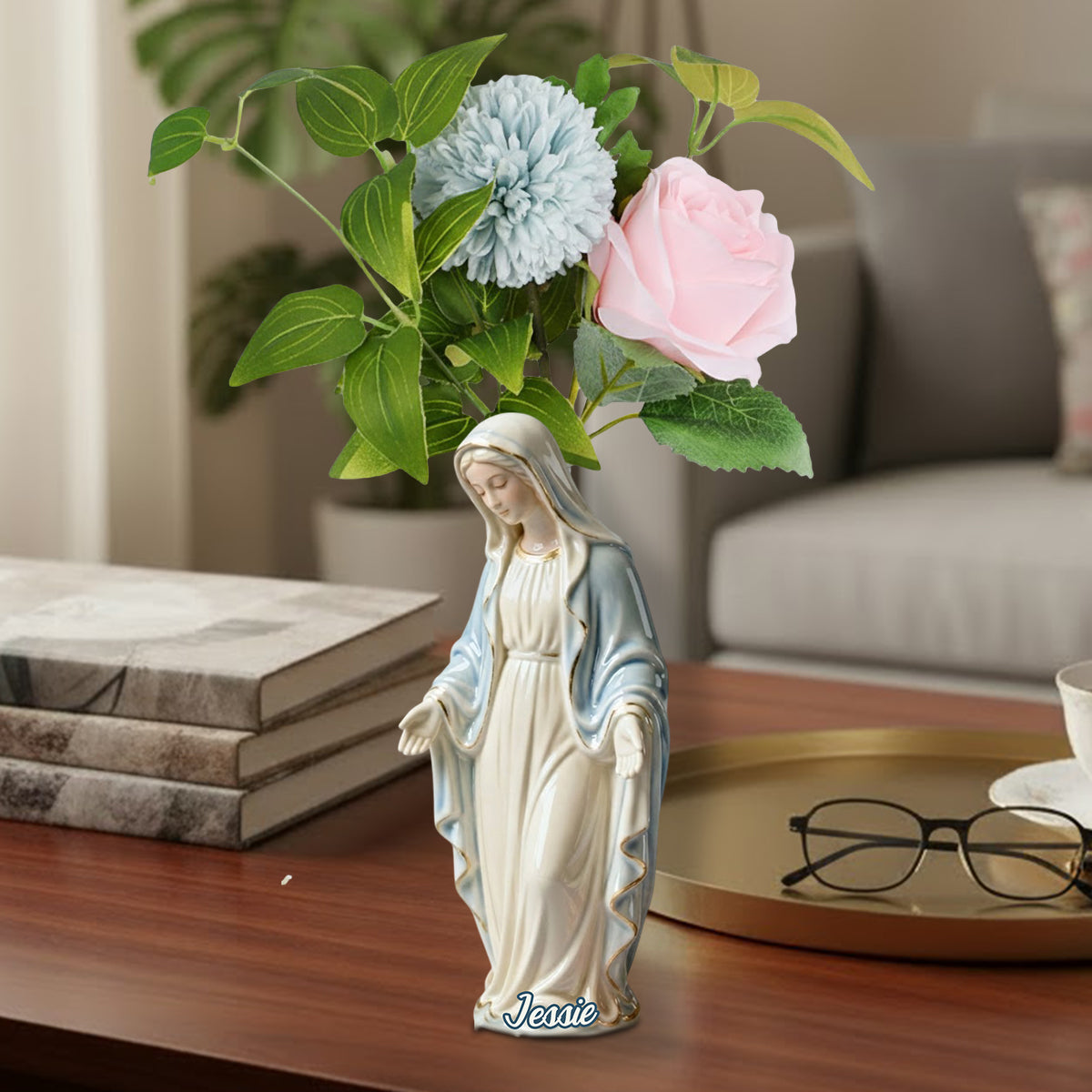 Our Lady - Personalized Christian Custom Shape Acrylic Flower Vase