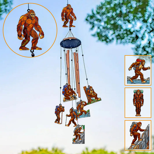 Hiking Sasquatch - Personalized Hiking Wind Chime With Charms