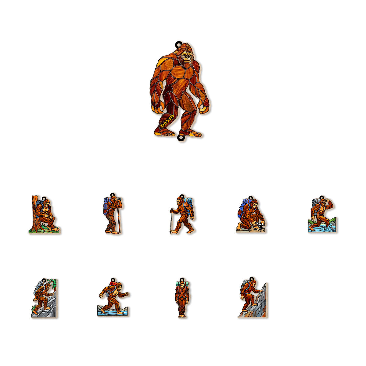 Carillon éolien de randonnée Sasquatch personnalisé avec breloques