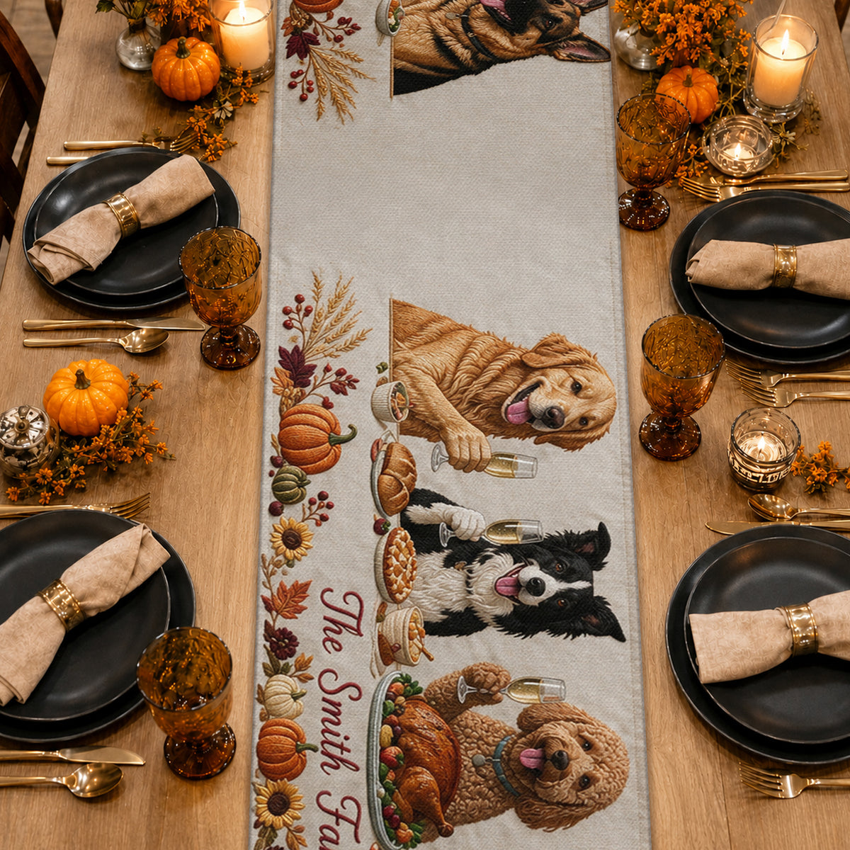 Famille & Amis à Fourrure - Chemin de Table Personnalisé en Forme Unique