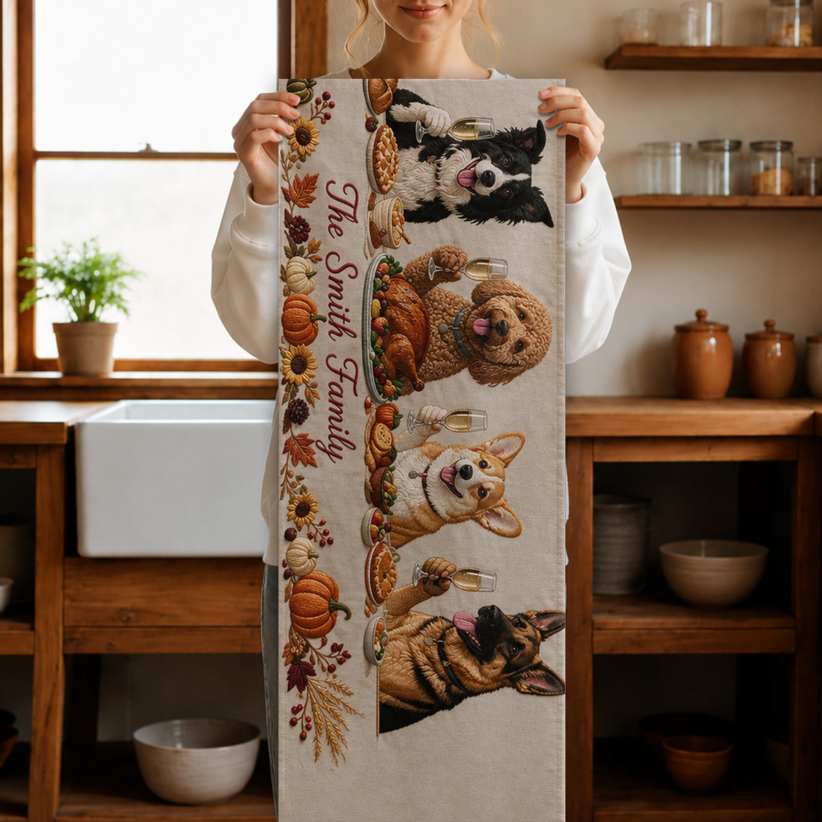 Famille & Amis à Fourrure - Chemin de Table Personnalisé en Forme Unique