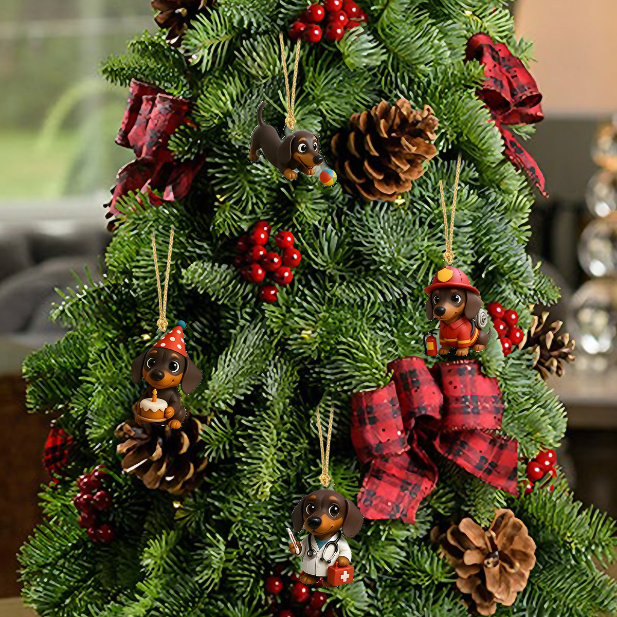 Calendrier de l'Avent personnalisé « J'adore les teckels » avec décorations