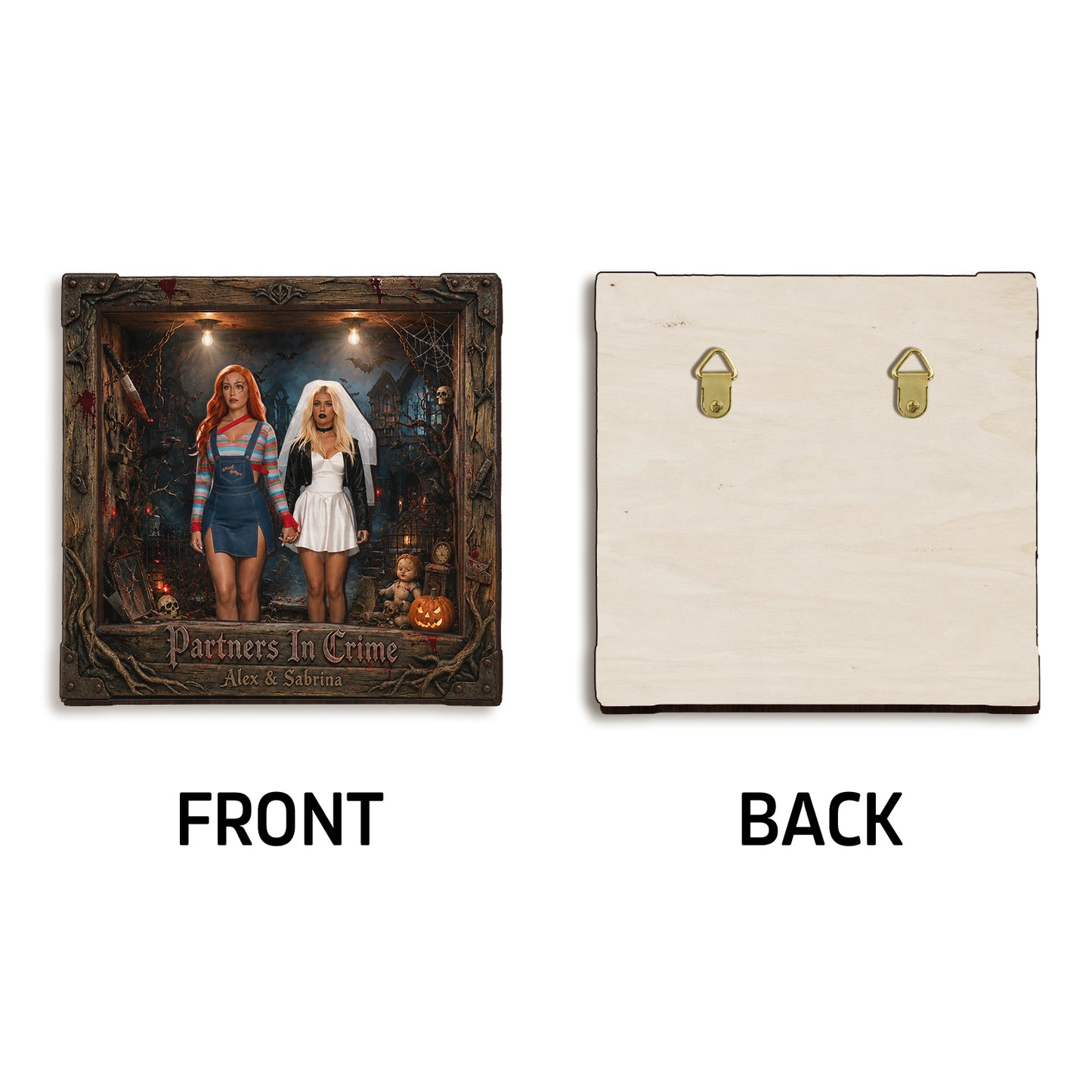 Partners In Crime - Personalized Bestie Wooden Light Shadow Box
