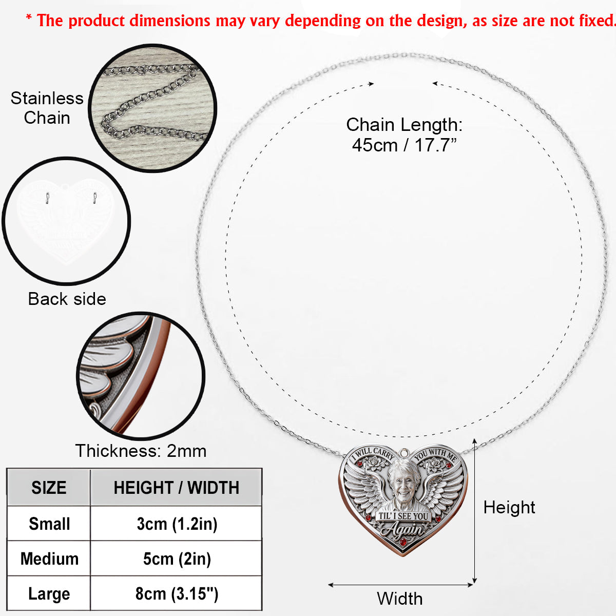 Memorial Gift, Til I See You Again - Personalized Memorial Shaped Metal Pendant Necklace