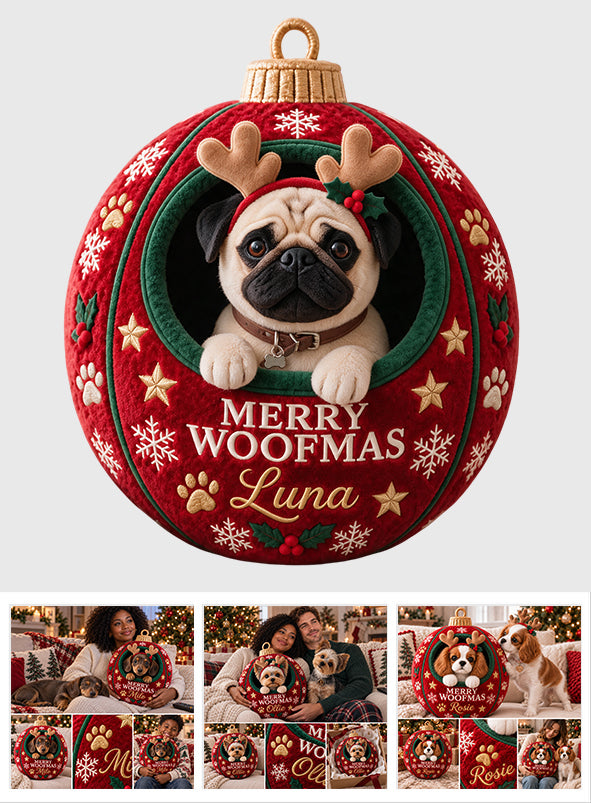 Ornement de Noël pour animaux - Cadeau amusant personnalisé - Coussin en fausse fourrure premium
