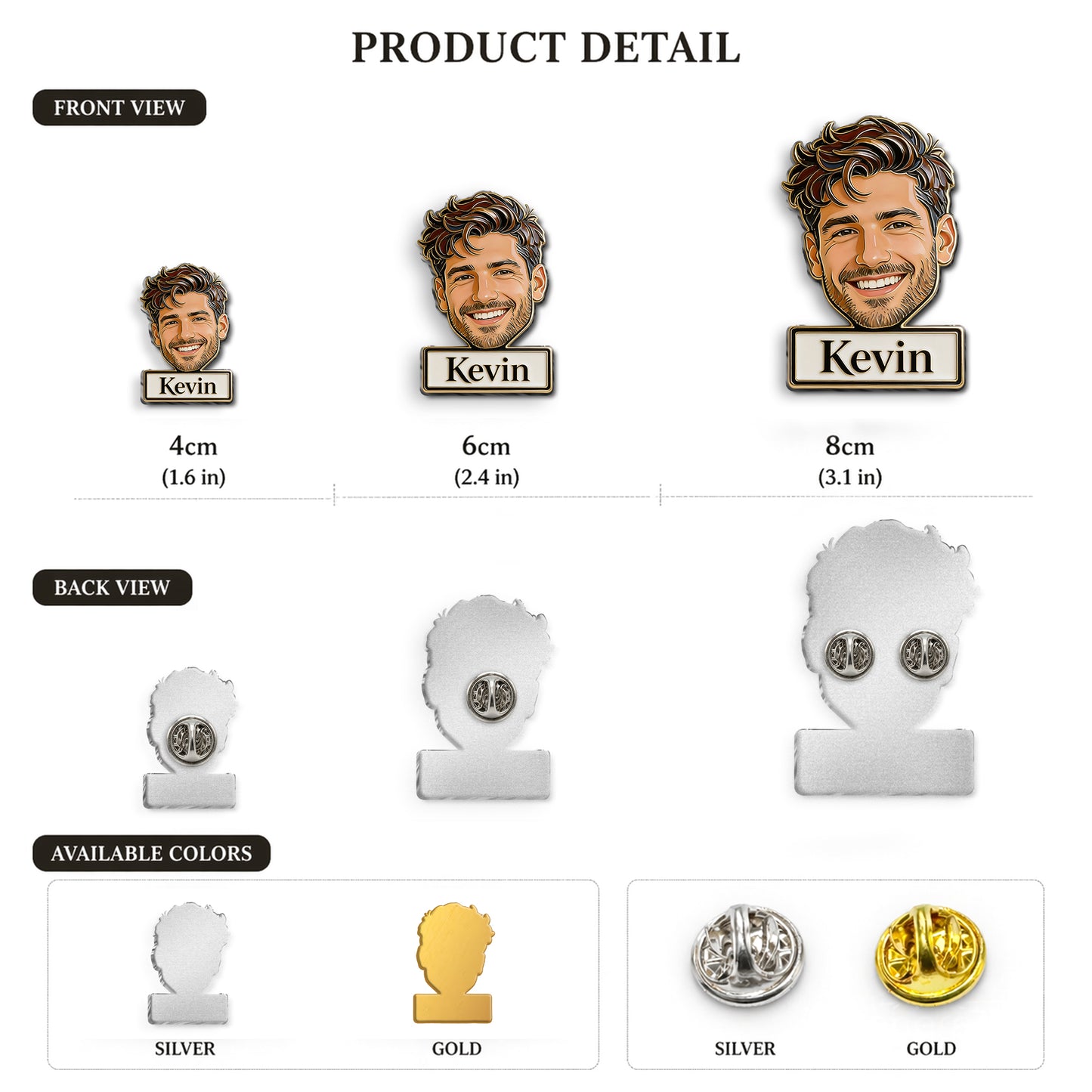 Cadeau Amusant Photo Personnalisé Pour Papa, Papi - Pin's Émaillé 3D