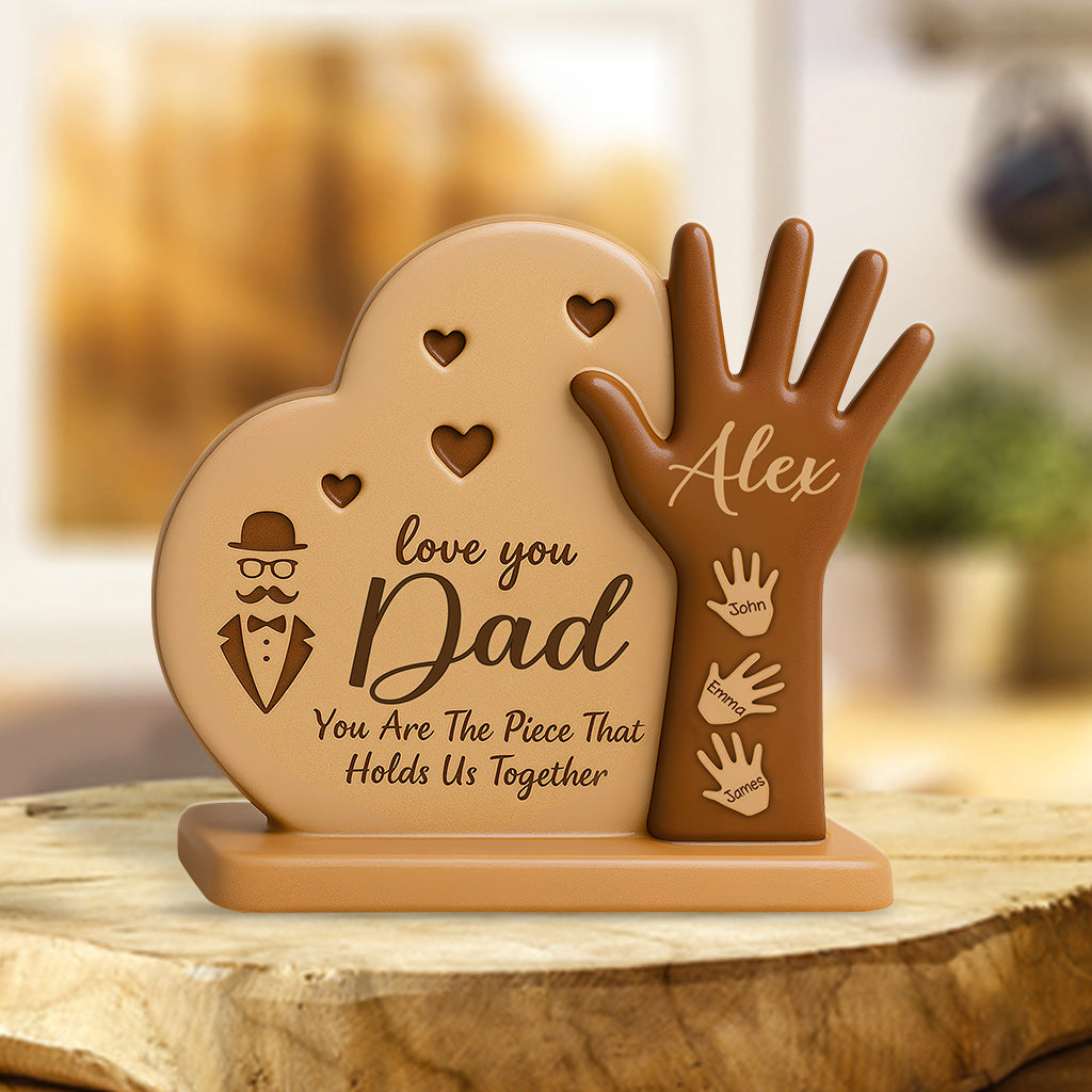 Dad Heart Kid's Hand - Personalized Father Custom Shaped Acrylic Plaque
