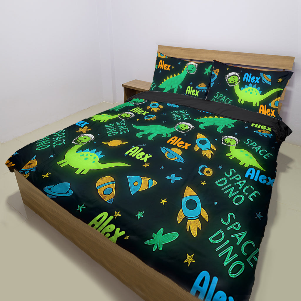 Ensemble de literie enfant personnalisé - Cadeau mignon pour garçon : dinosaure, espace, princesse