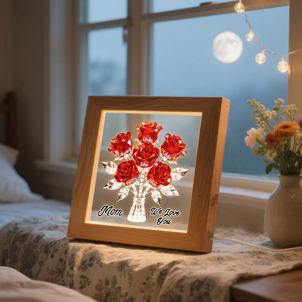 Cadeaux pour la fête des mères : cadre en bois personnalisé avec lumière LED pour maman et grand-mère.