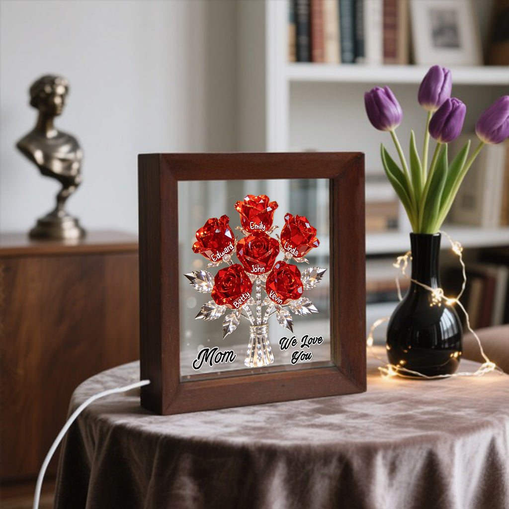 Cadeaux pour la fête des mères : cadre en bois personnalisé avec lumière LED pour maman et grand-mère.