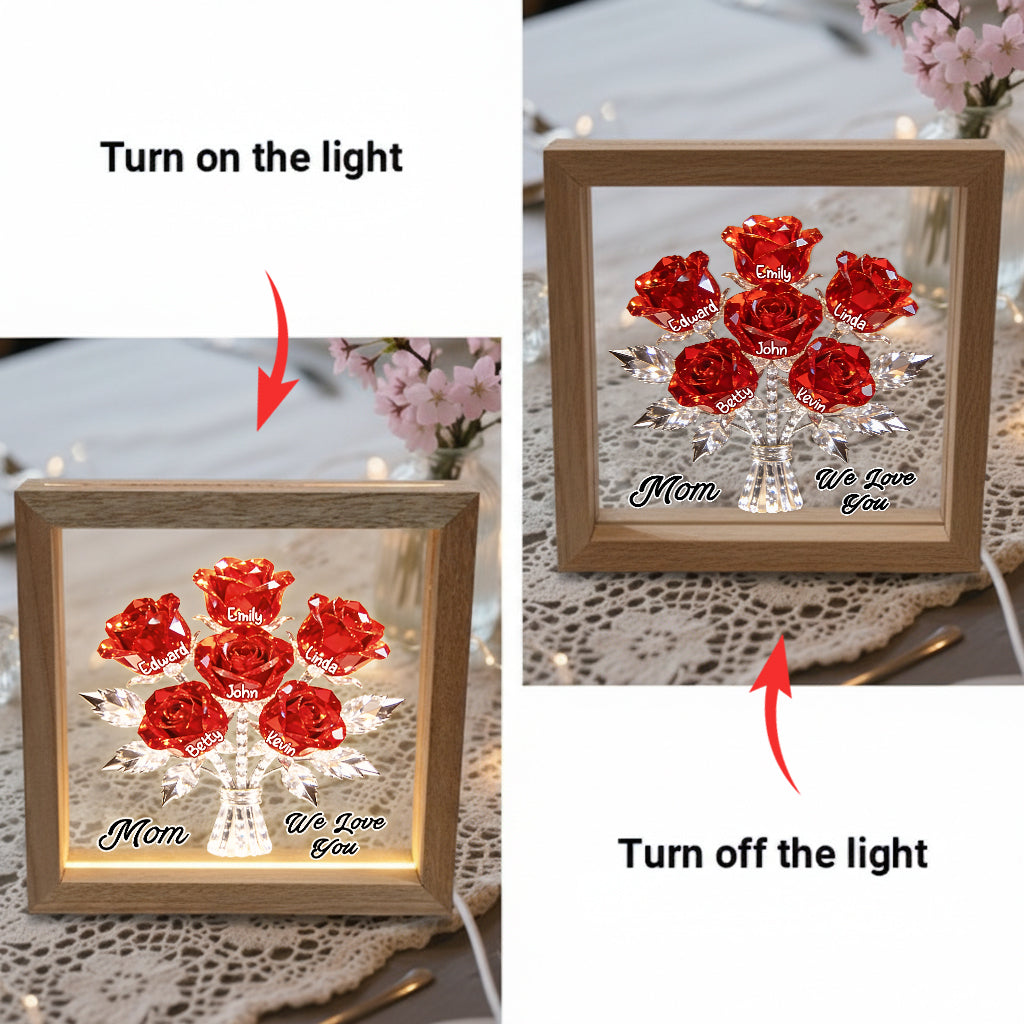 Cadeaux pour la fête des mères : cadre en bois personnalisé avec lumière LED pour maman et grand-mère.