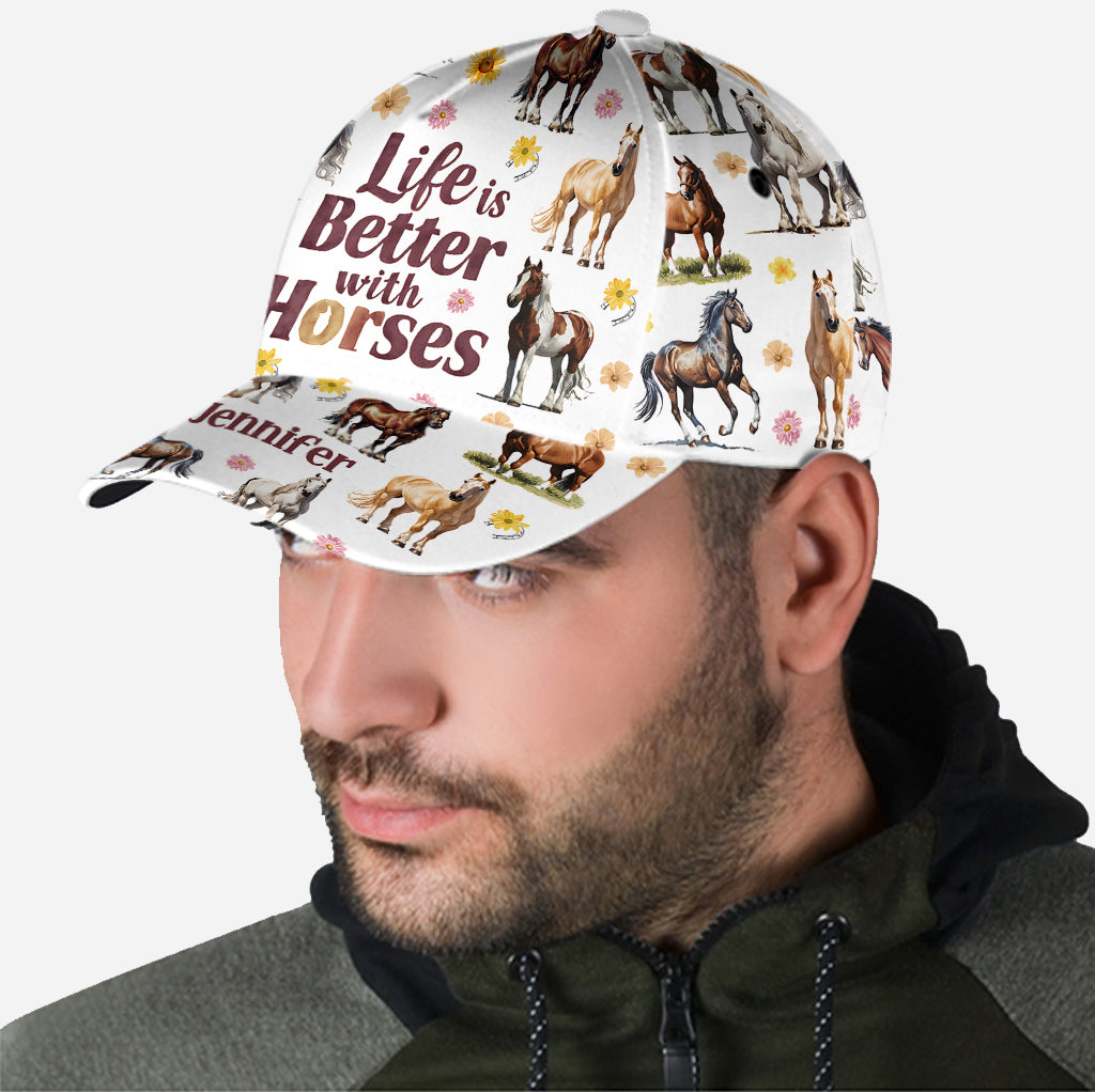La vie est plus belle avec les chevaux - Casquette classique personnalisée à motif cheval