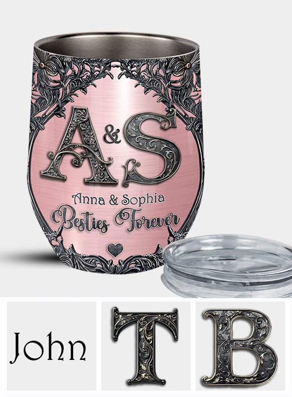 Cadeau pour meilleure amie : gobelet à vin personnalisé avec initiales du nom de votre meilleure amie
