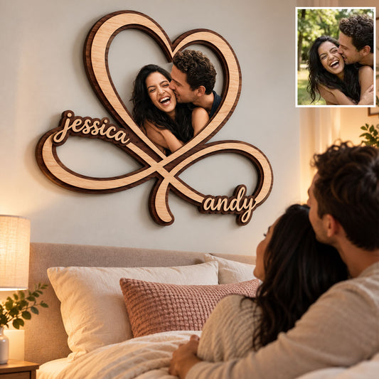 Je t'aime pour toujours - Panneau en bois personnalisé pour couple à 2 couches
