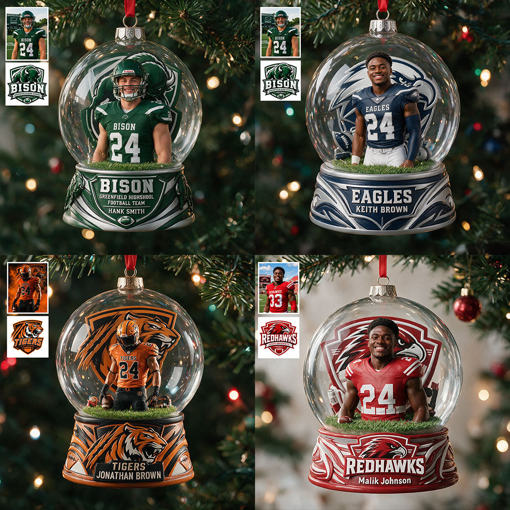 Custom Any Sport, Any Photo - Personalized Football Ornament
