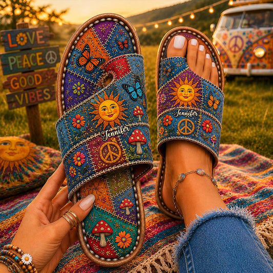 Happy Vibes - Personalized Hippie Open Toe Sandals