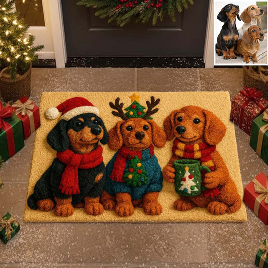 Tapis de Noël personnalisé pour chien - Tapis antidérapant à motif chien