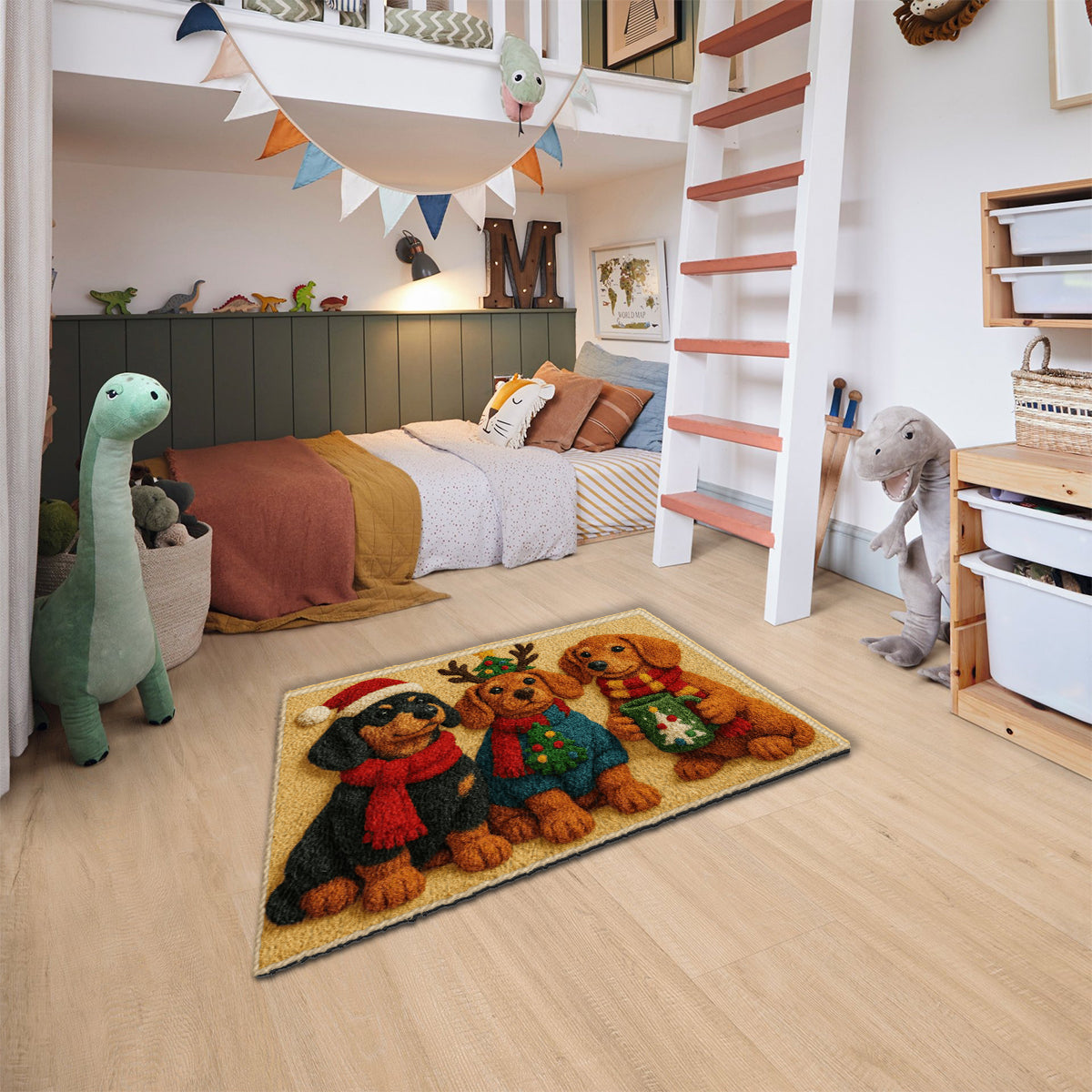 Tapis de Noël personnalisé pour chien - Tapis antidérapant à motif chien