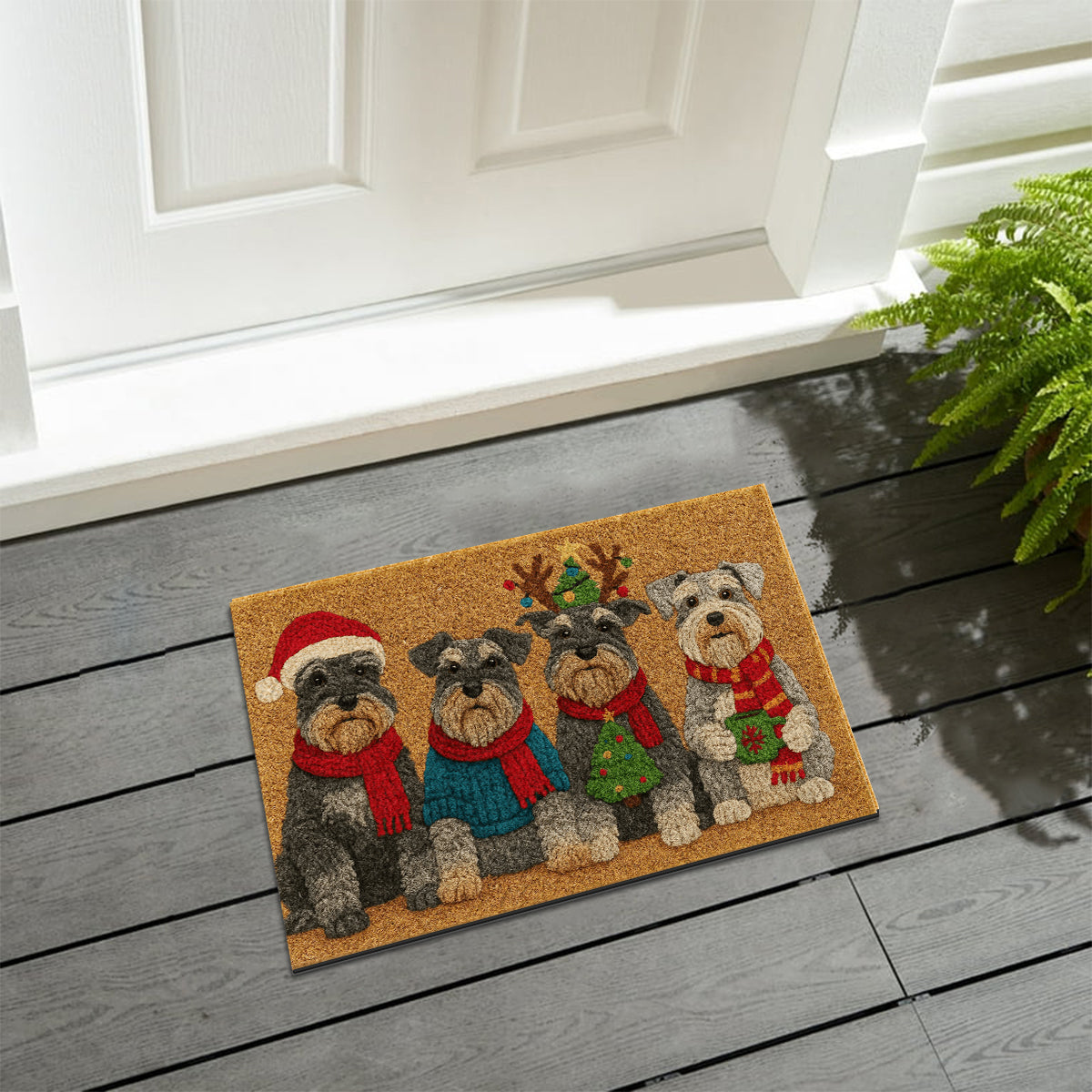 Tapis de Noël personnalisé pour chien - Tapis antidérapant à motif chien
