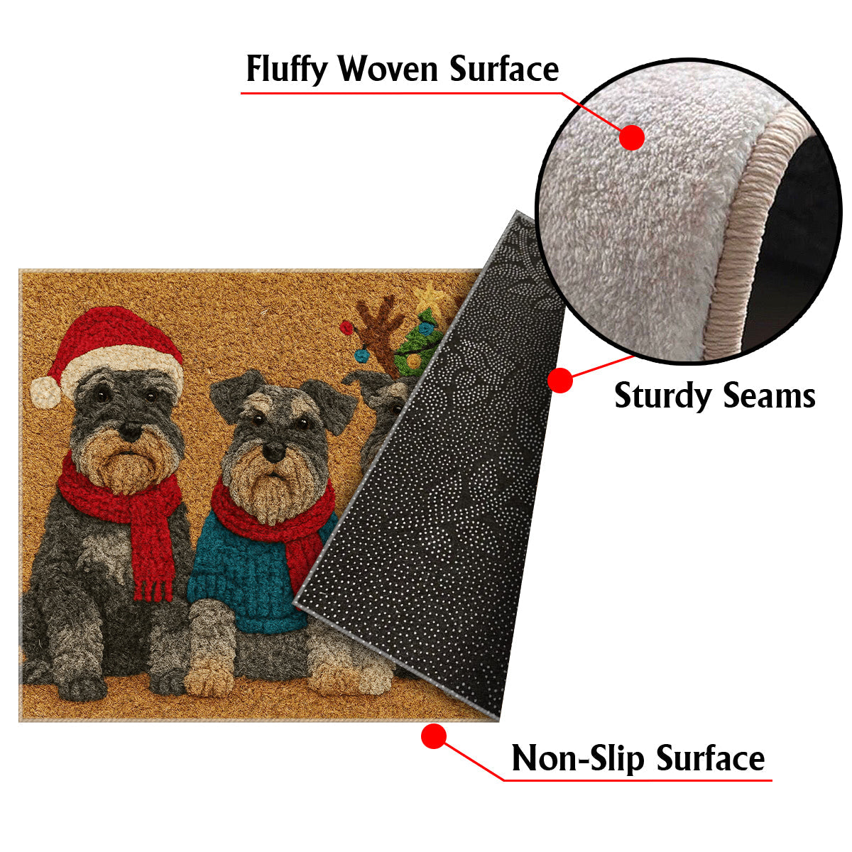 Tapis de Noël personnalisé pour chien - Tapis antidérapant à motif chien