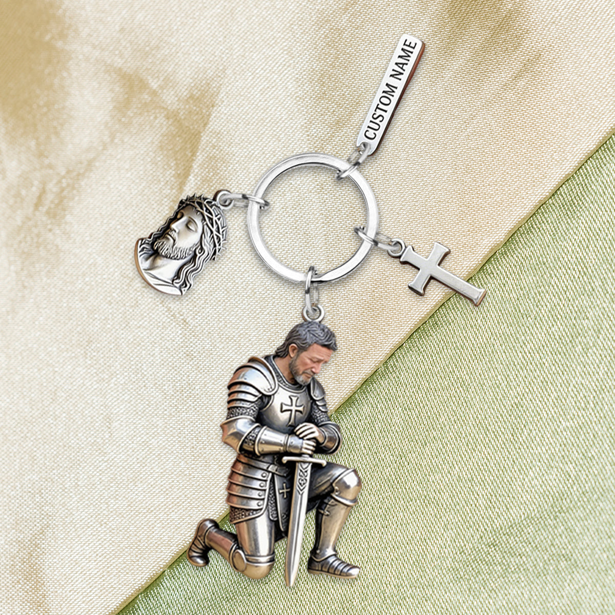 Knight Of God - Personalized Christian Keychain With Charms