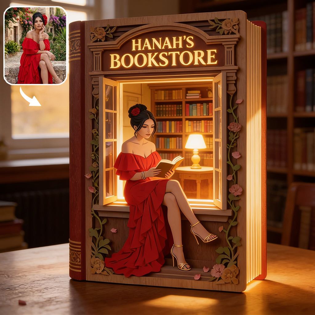 My Bookstore - Personalized Book Wooden Light Shadow Box